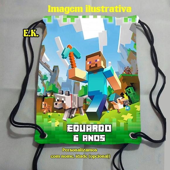 Mochilinha Mochila Sacochila Sacolinha Minecraft 18x28cm