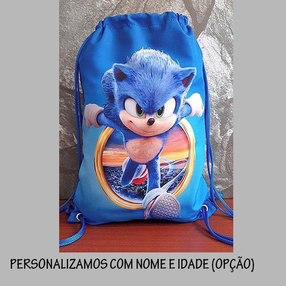 Mochilinha Sacolinha sacochila mochila Sonic 18x28cm (pequeno)