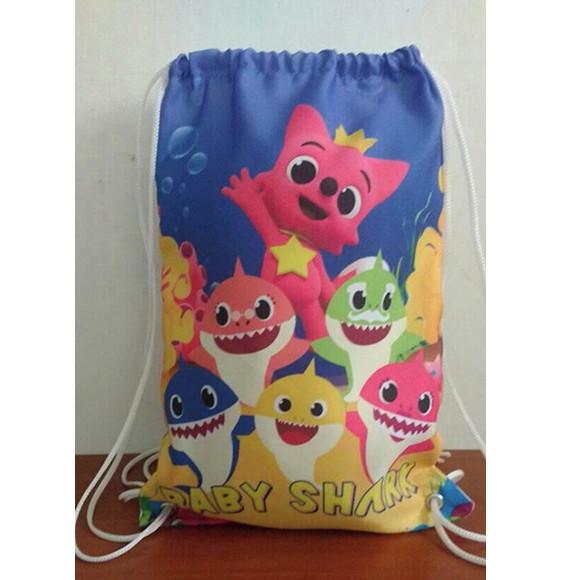 Mochilinha sacolinha sacochila mochila Baby Shark 18x28cm (pequen