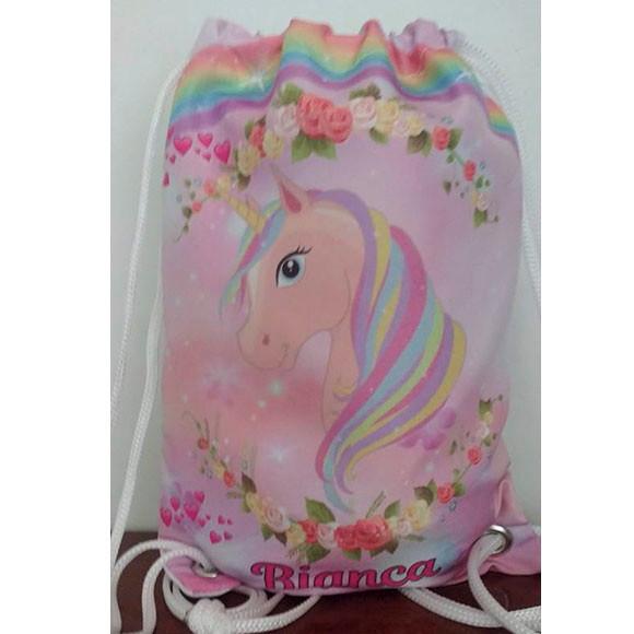 Mochilinha mochila sacolinha sacochila Unicórnio 18x28cm (pequen