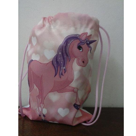 Mochilinha sacolinha Personalizada Unicórnio 18x28cm