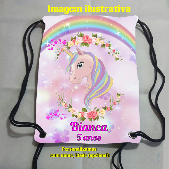 Mochilinha Sacolinha Sacochila Mochila saco personalizada Unicór