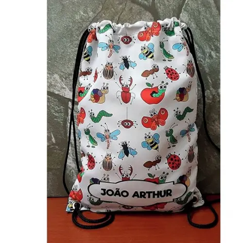 Mochila mochilinha sacochila sacolinha Insetos 25x35cm