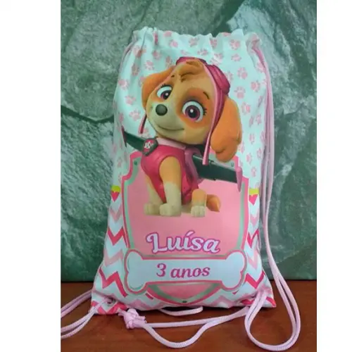 Mochilinha sacolinha mochila sacochila Skye Patrulha Canina 18x28cm