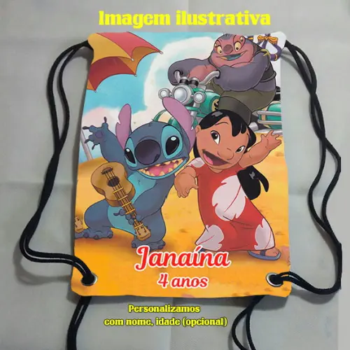 Sacochila mochilinha mochila  Lilo & Stitch 18cm x 28cm