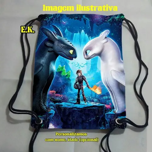 Mochilinha mochila sacochila Como Treinar o Seu Dragão 18x28cm (