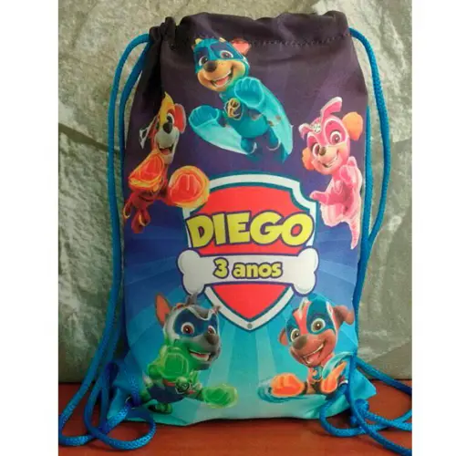 Mochila mochilinha sacochila sacolinha  Super Filhotes Patrulha Canina 18x28 (pequeno)