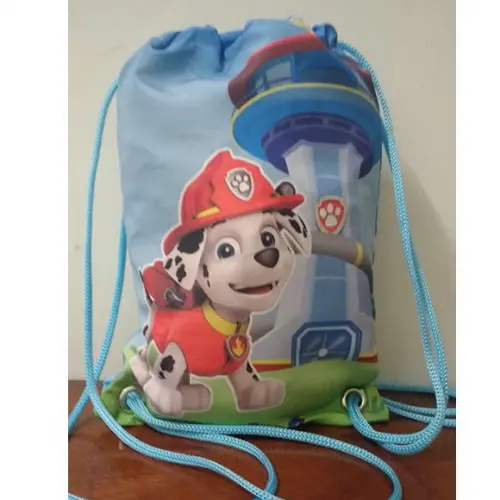 Mochilinha sacolinha sacochila mochila Patrulha Canina Marshall 18x28cm