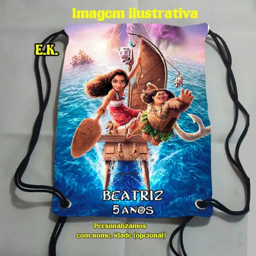 Mochilinha Sacolinha sacochila mochila  Moana 18x28cm (pequeno)