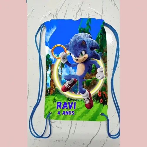 Mochila Mochilinha sacochila sacolinha Sonic 18x28cm (pequeno)