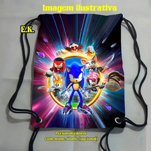 Mochilinha Mochila sacochila sacolinha Sonic 18x28cm