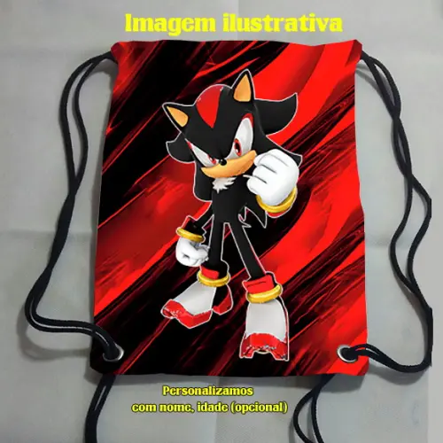Mochilinha Sacolinha Mochila sacochila Sonic Shadow 18x28cm (pequeno)