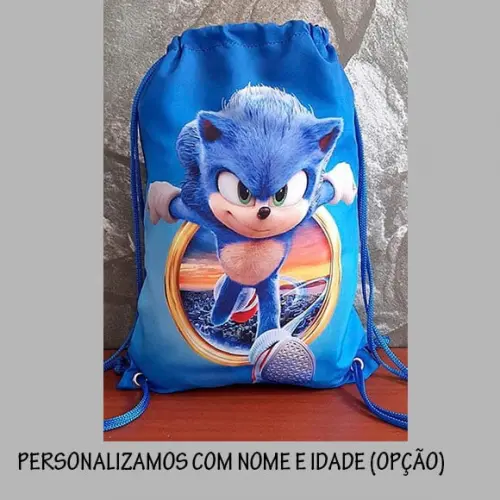 Mochila Sacochila Mochilinha Sacolinha Sonic 18x28cm