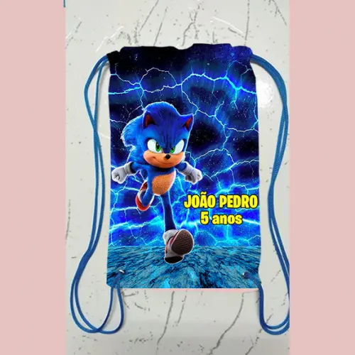 Sacochila sacolinha mochilinha mochila Sonic 18x28cm