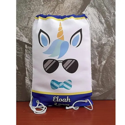 Mochilinha Sacolinha Sacochila Mochila Unicórnio 18x28cm
