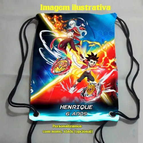 Mochila Mochilinha Sacolinha Sacochila Beyblade 18x28cm (tamanho Pequeno)
