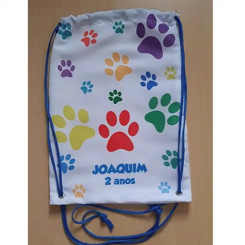Mochilinha Sacolinha sacochila mochila Patinhas de Cachorro 25x35cm