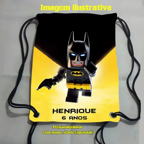 Mochilinha Sacolinha Sacochila Mochila Batman Lego 18x28cm