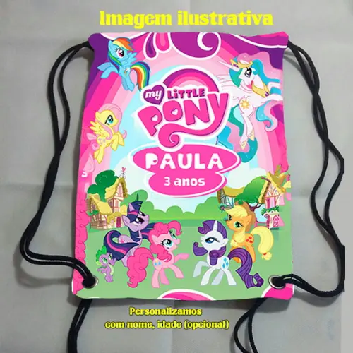 Mochilinha Sacolinha Sacochila Mochila My Little Pony 18cm x 28cm