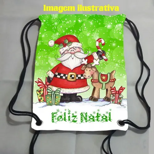 Mochila Sacochila Sacolinha Mochilinha Natal 25x35cm