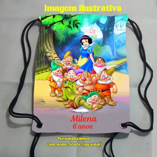 Mochilinha Sacolinha Branca de Neve e os Sete Anões 18x28cm