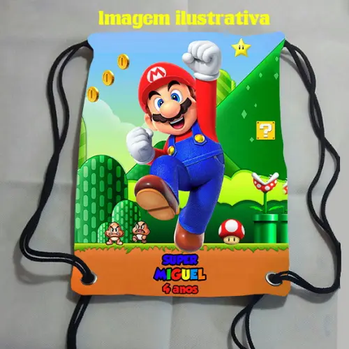 Mochila Mochilinha Sacochila Sacolinha Super Mario 18x28cm