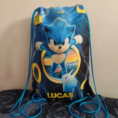 Mochilinha sacolinha sacochila mochila Sonic 18x28cm (pequeno)
