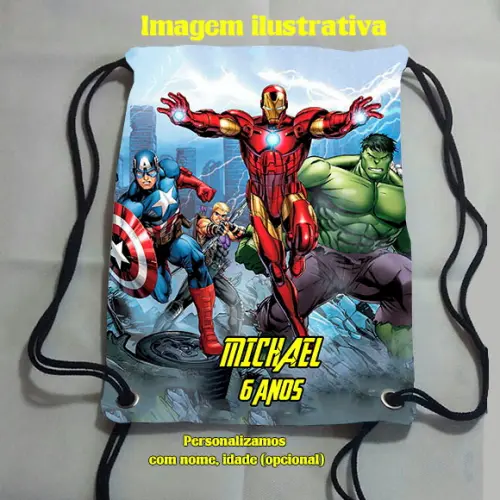 Mochila Mochilinha Sacochila Sacolinha Os Vingadores 18x28cm