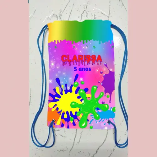 Mochilinha Mochila Sacolinha Sacochila Slime 18x28cm