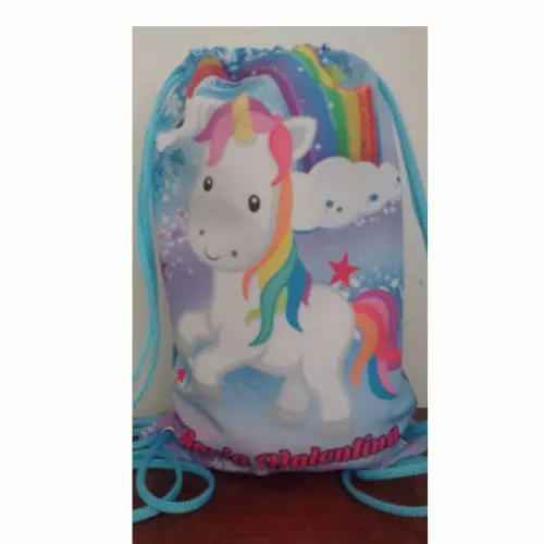 Mochilinha Saco Mochila Sacochila Sacolinha Unicórnio 18x28cm