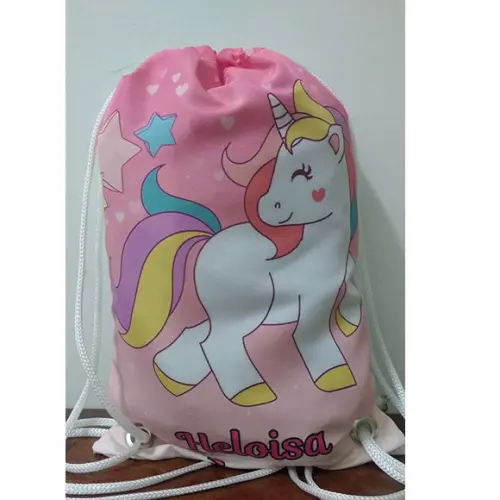 Mochila Mochilinha Sacolinha Sacochila Unicórnio 18x28cm