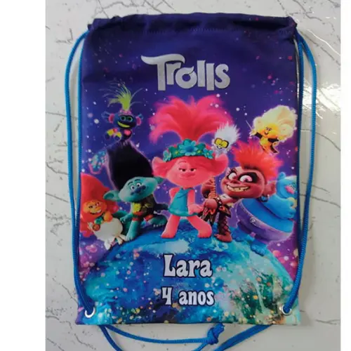 Mochilinha Sacolinha Sacochila Mochila Trolls 18x28cm