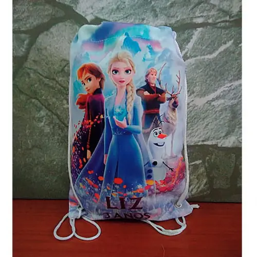 Mochilinha sacolinha mochila sacochila Personalizada Frozen 18x28cm (pequeno)