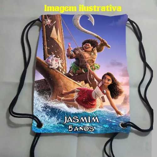 Mochila Mochilinha Sacochila Sacolinha Moana Maui 18x28cm