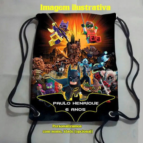 Mochilinha Sacolinha Sacochila Mochila Batman Lego 18x28cm