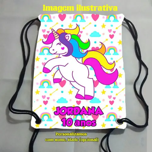 Mochilinha Mochila Sacolinha Sacochila Unicórnio 18x28cm