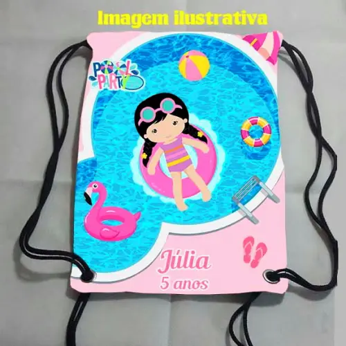 Mochilinha Sacolinha Sacochila Mochila Pool Party - Festa na Piscina 18x28cm