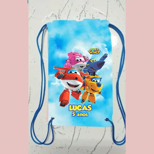 Mochilinha Mochila Sacolinha Sacochila Super Wings 18x28cm