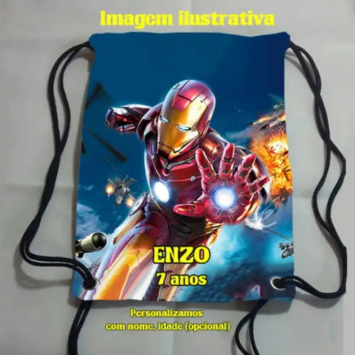 Mochilinha Sacochila Mochila Sacolinha Homem de Ferro 18x28cm