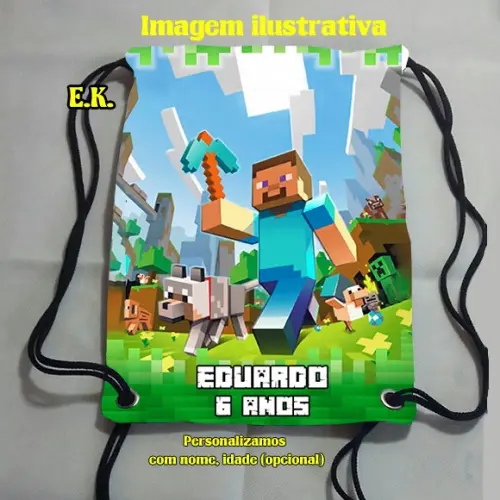 Mochilinha Mochila Sacochila Sacolinha Minecraft 18x28cm