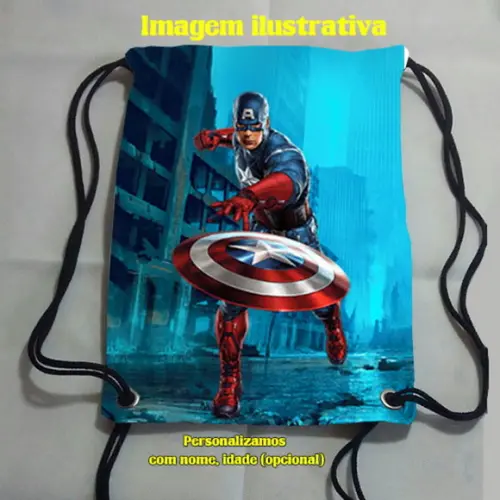 Sacochila Mochilinha Mochila Sacolinha Capitão América 18x28cm