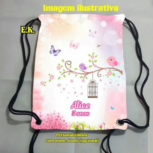 Mochilinha Mochila sacolinha sacochila Jardim Encantado 18x28cm (pequeno)