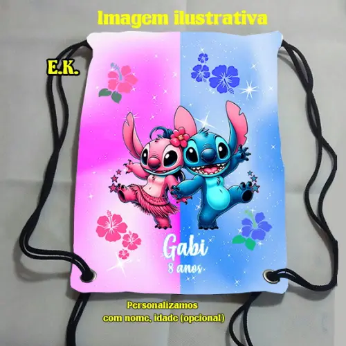 Mochilinha Mochila sacochila sacolinha  Stitch 18x28cm (pequeno)