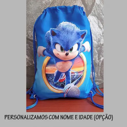 Mochilinha Sacolinha sacochila mochila Sonic 18x28cm (pequeno)