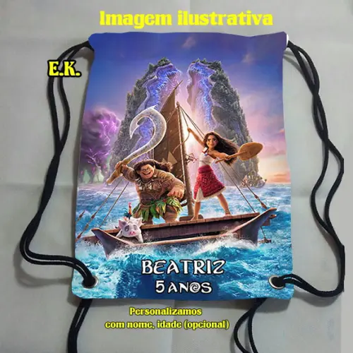 Mochila Mochilinha Sacochila Sacolinha  Moana 18x28cm