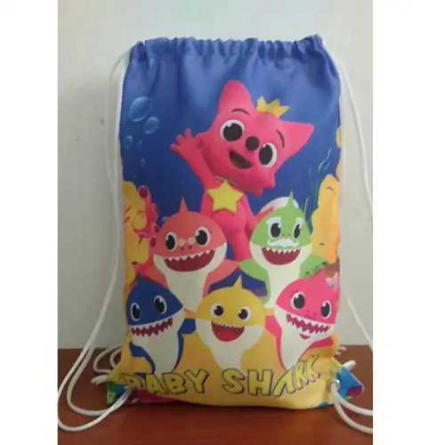 Mochilinha sacolinha sacochila mochila Baby Shark 18x28cm (pequeno)