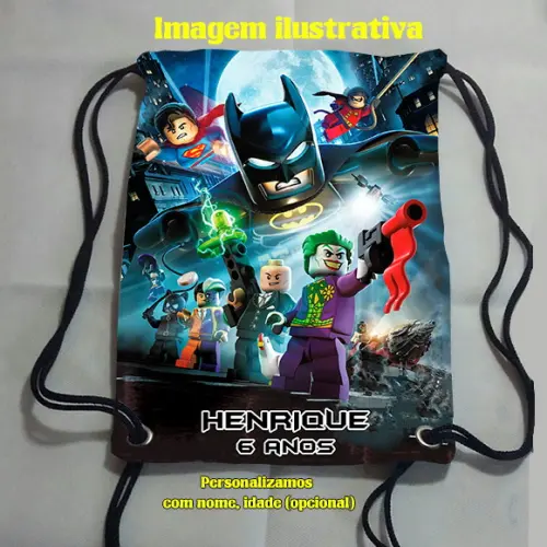 Mochilinha mochila sacochila Batman Lego 18x28cm (pequeno)