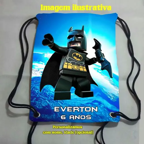 Mochila mochilinha sacochila sacolinha Batman Lego 18x28cm (pequeno)