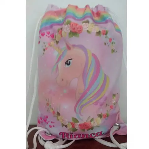Mochilinha mochila sacolinha sacochila Unicórnio 18x28cm (pequeno)