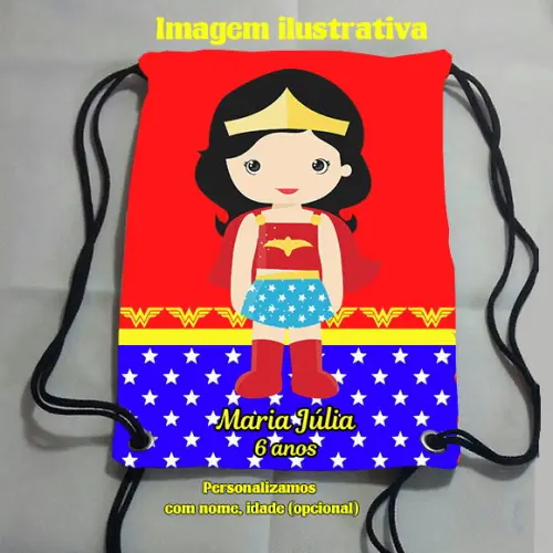 Mochilinha personalizada Mulher Maravilha Cut 18x28cm (pequeno)